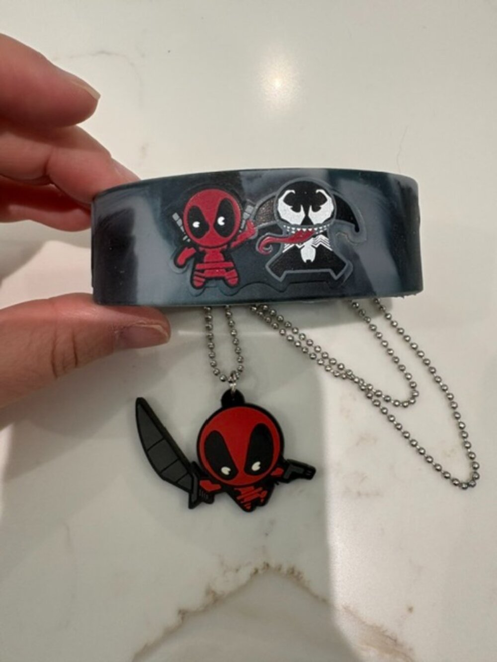Marvel  Deadpool Venom Chibi Rubber Bracelet and Deadpool Kawaii Necklace
